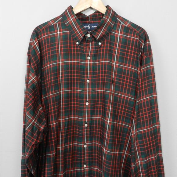 Ralph Lauren‎ Blaire Plaid Button Down Shirt Size XXL Green Red Black Pony 2XL - Picture 3 of 8